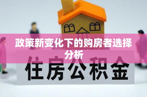 马公政策新变化下的购房者选择分析