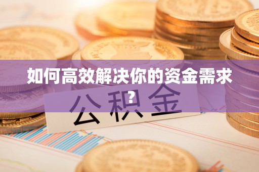 马公如何高效解决你的资金需求？